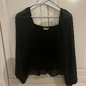 Black Swiss dot blouse